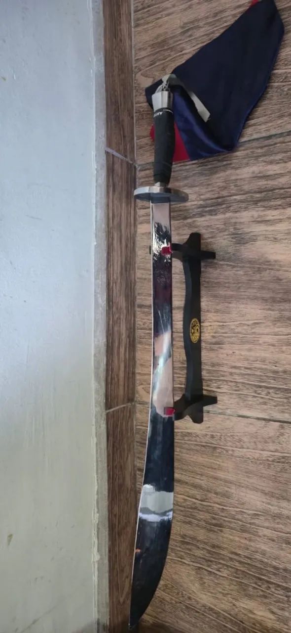 Espada chinesa decorativa com bainha e suporte espadaa decorativa  estilo dao, sem fio  - Foto 2