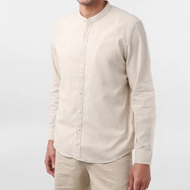 Três Camisas Linho Gola Padre Masculinas - Foto 2