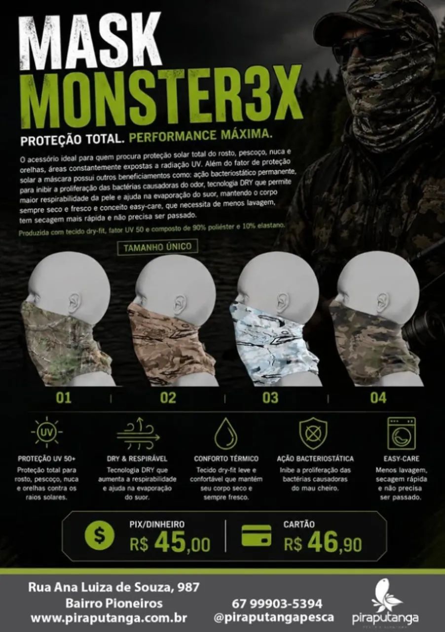 MÁSCARA BUFF MONSTER3X PROTEÇÃO SOLAR ROSTO