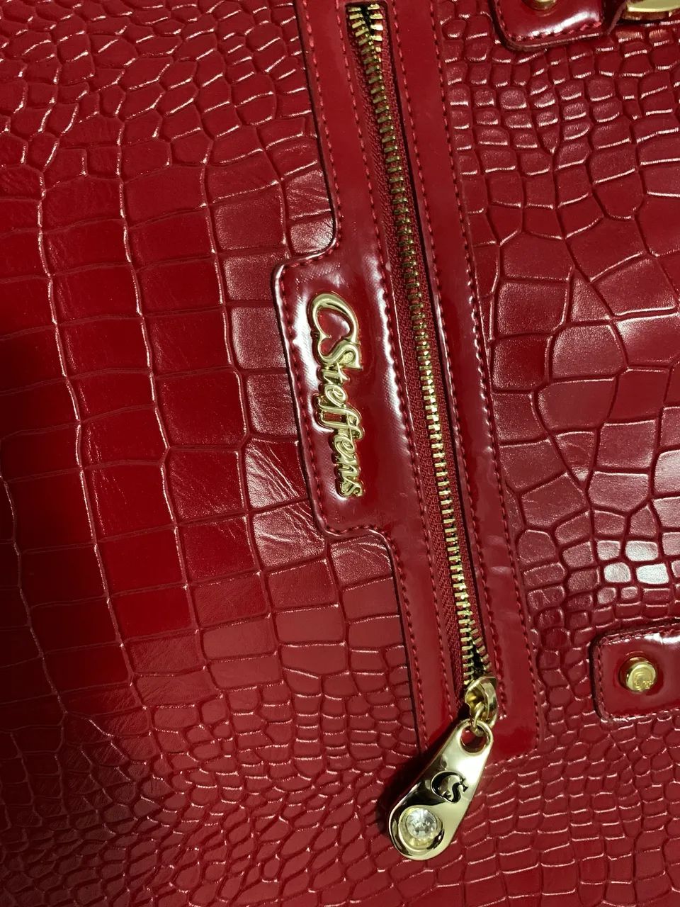 Bolsa de couro croco vermelha  - Foto 3