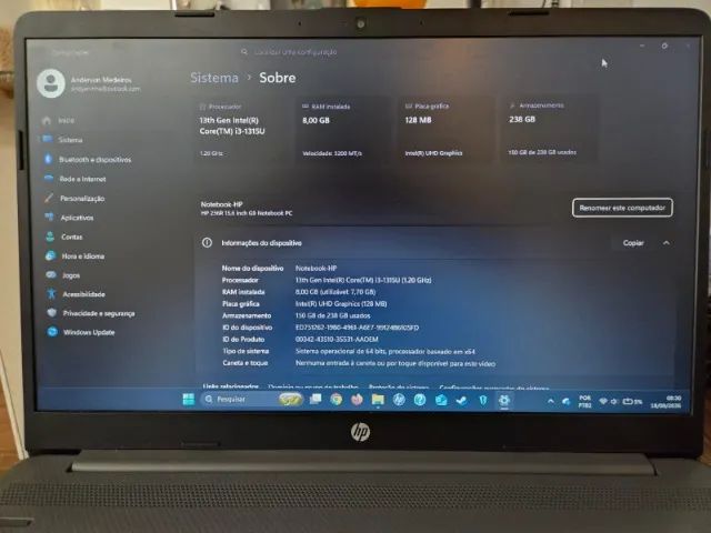 Notebook HP 256R G9 Core i3 13ª Geração - AN1A2LA