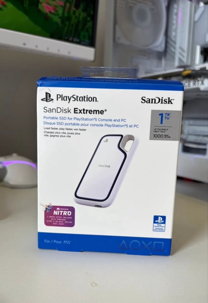 SSD Externo Sandisk Extreme 1TB PlayStation NOVO