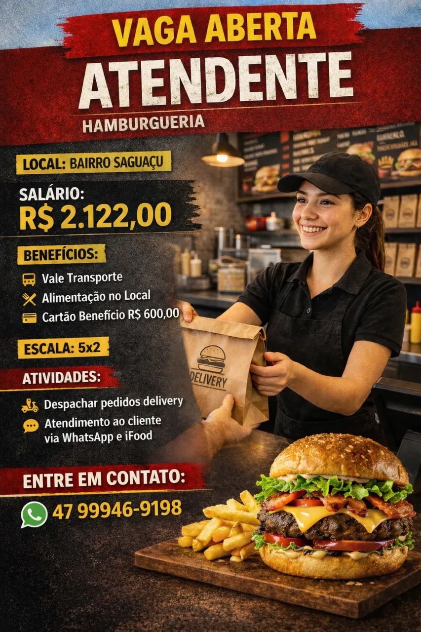 vaga de atendente de delivery 