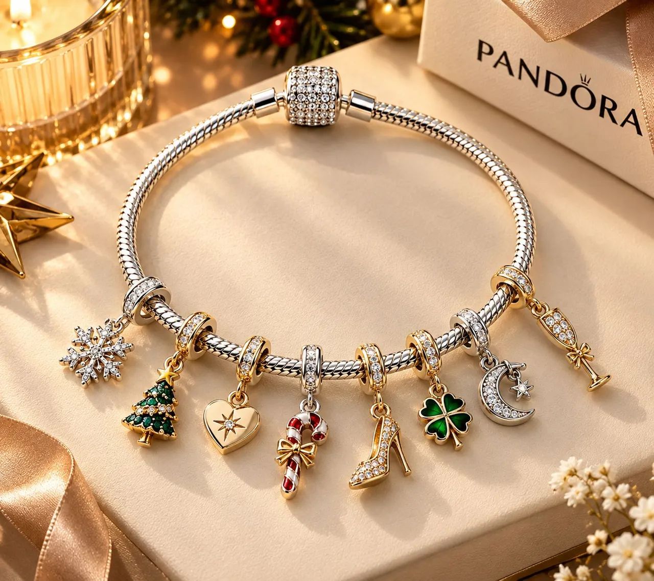 Pulseira Pandora Prata Personalizável com Berloques