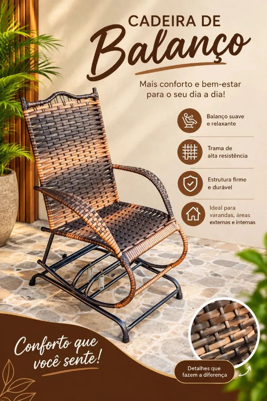 Cadeira de balanço.  4 molas