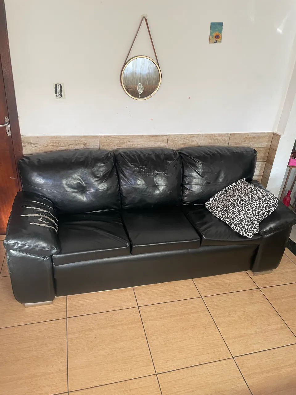 Sofá de couro preto  - Foto 3