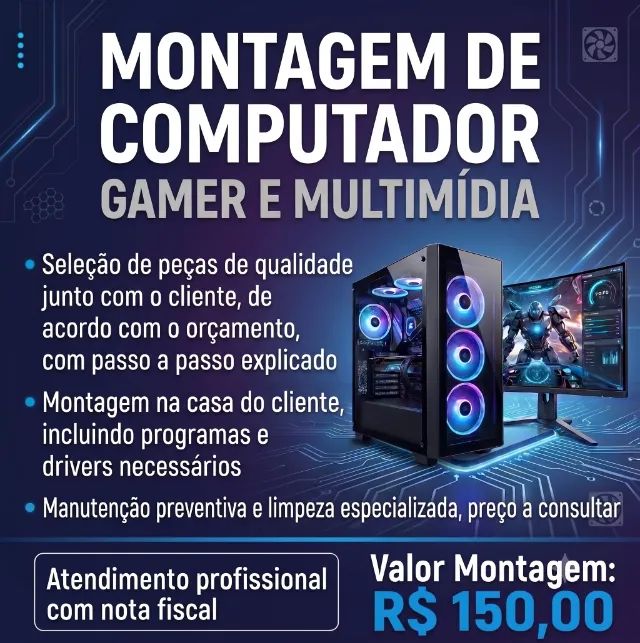 Montagem e Manutenção de Computador Gamer e Multimídia - Serviço Profissional