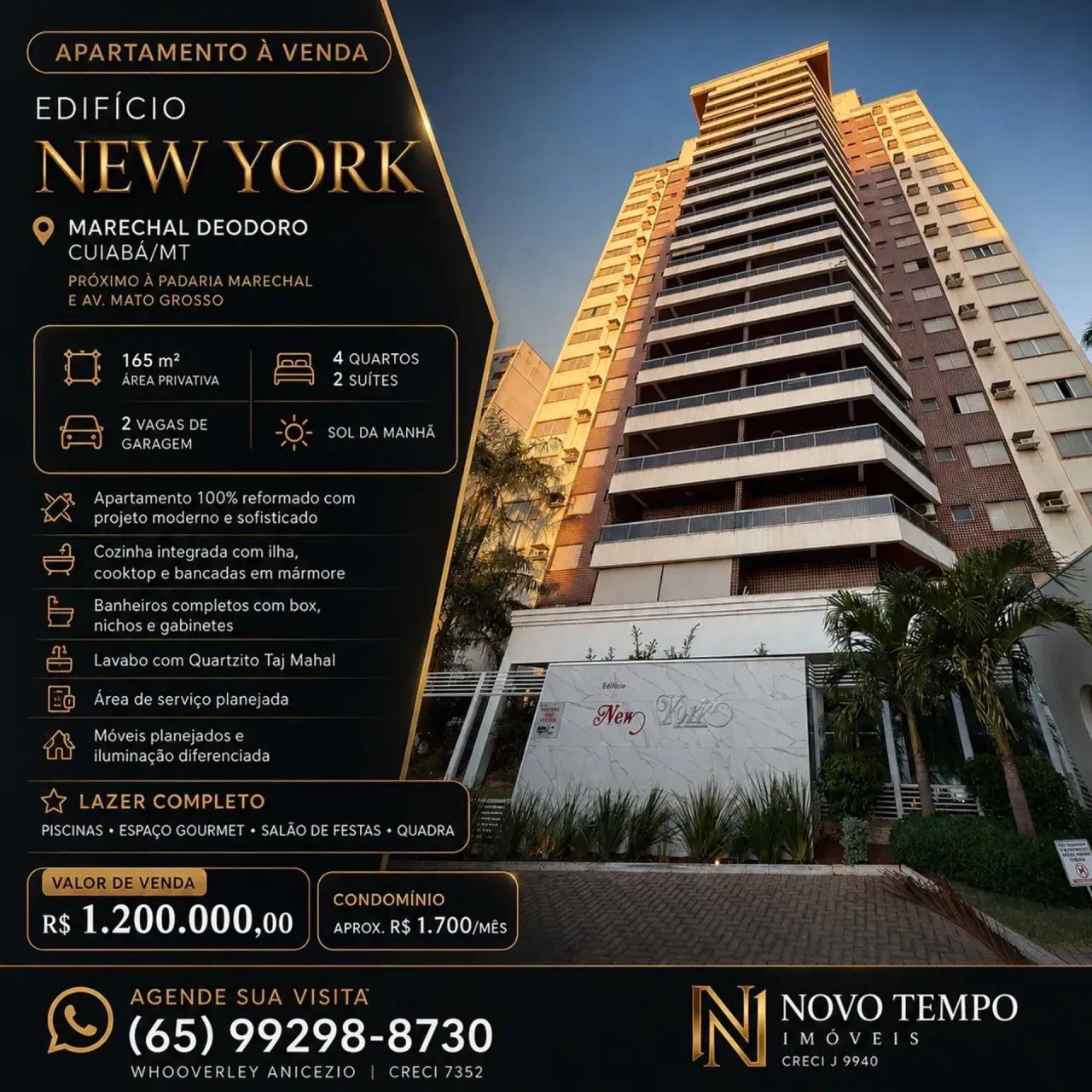 Apartamento com 4 dormitórios, bairro Araés Cuiabá-MT