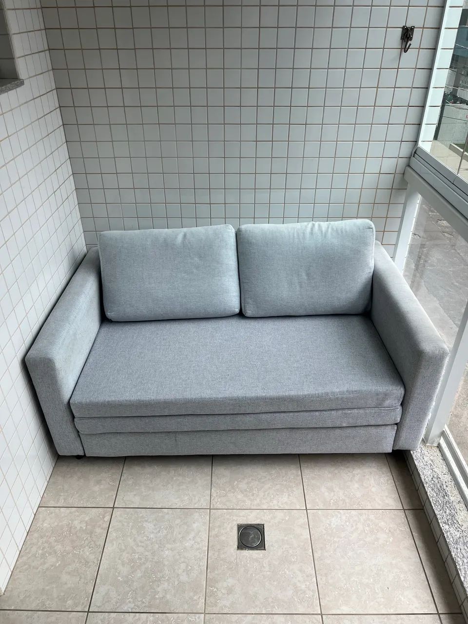 Sofá-cama Casal, 2 Lugares, Linho Cinza Liso - Foto 2