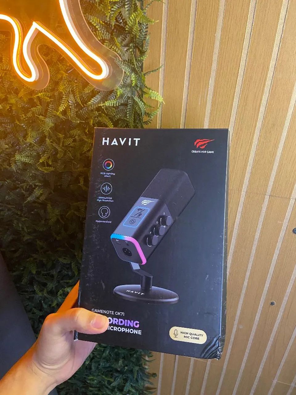 Microfone Gamer Dinâmico Hipercardioide USB XLR Havit GK71 RGB - Foto 5