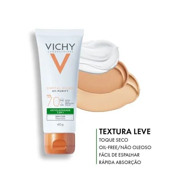 Vichy Protetor Solar Fps70 Purify + Gel De Limpeza 50g Kit  - Foto 5