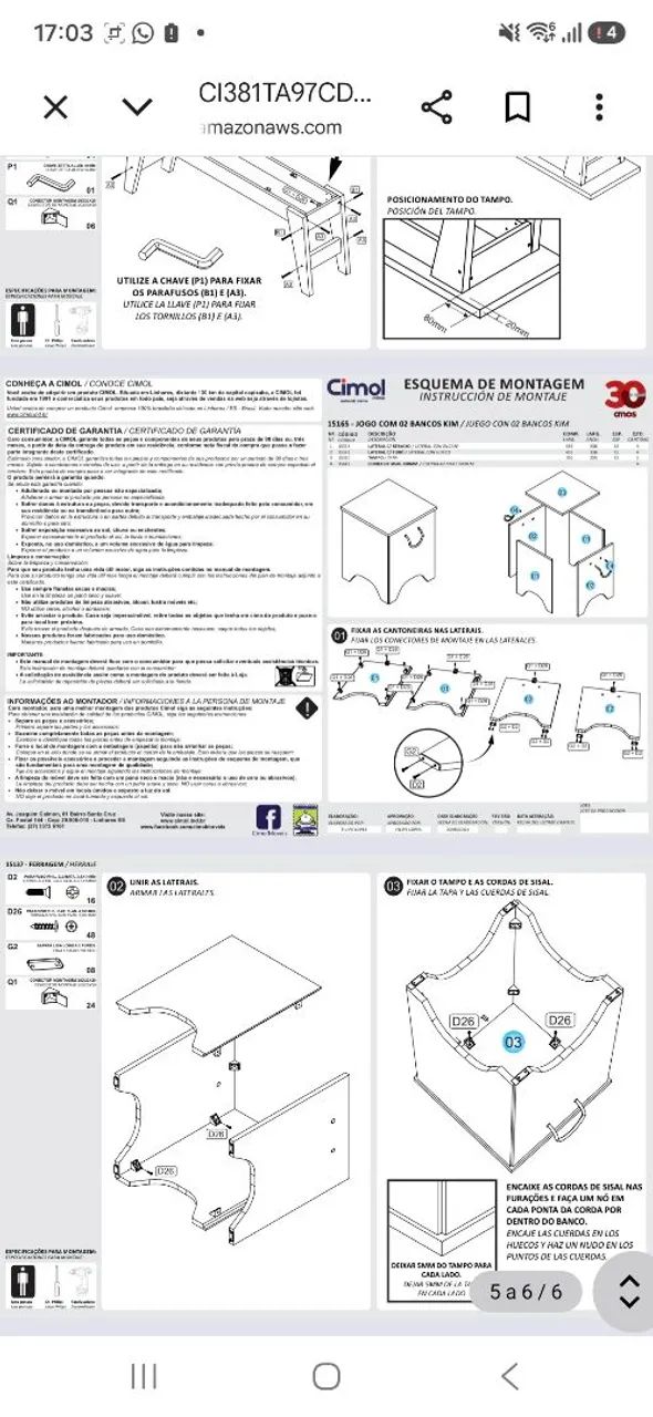 Mesa retangular com 3 bancos - Foto 4