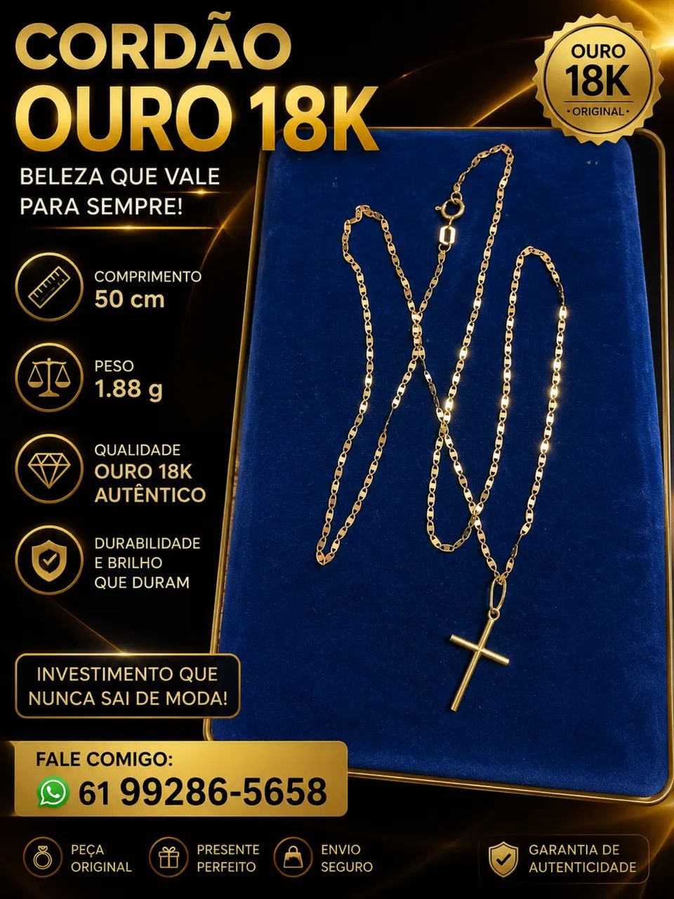 Cordão de ouro 18k - Foto 5