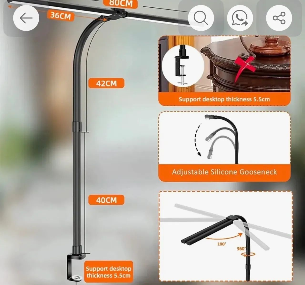 Luminária de mesa em led, com haste flexível - Foto 2