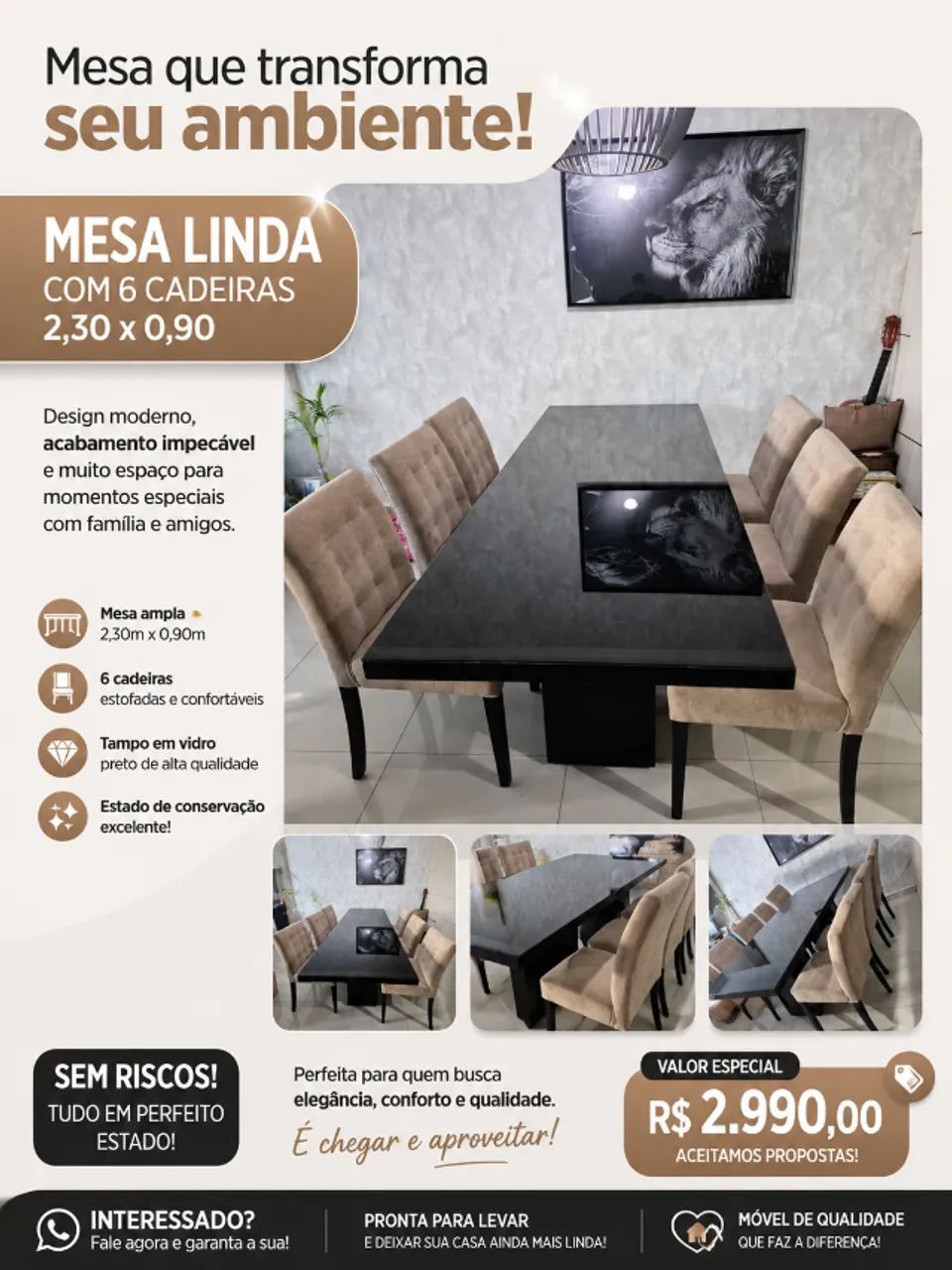 Mesa de Jantar com 6 cadeiras - Foto 4