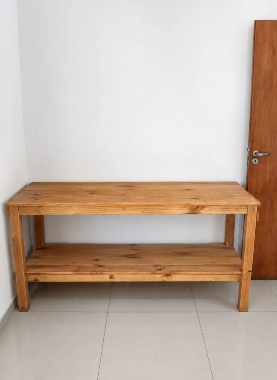 Mesa de Trabalho em Madeira Reforçada 2m x 60cm - Com Prateleira - Foto 3