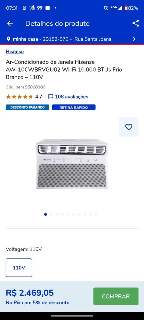 Ar condicionado Hisense 10.000 BTUs