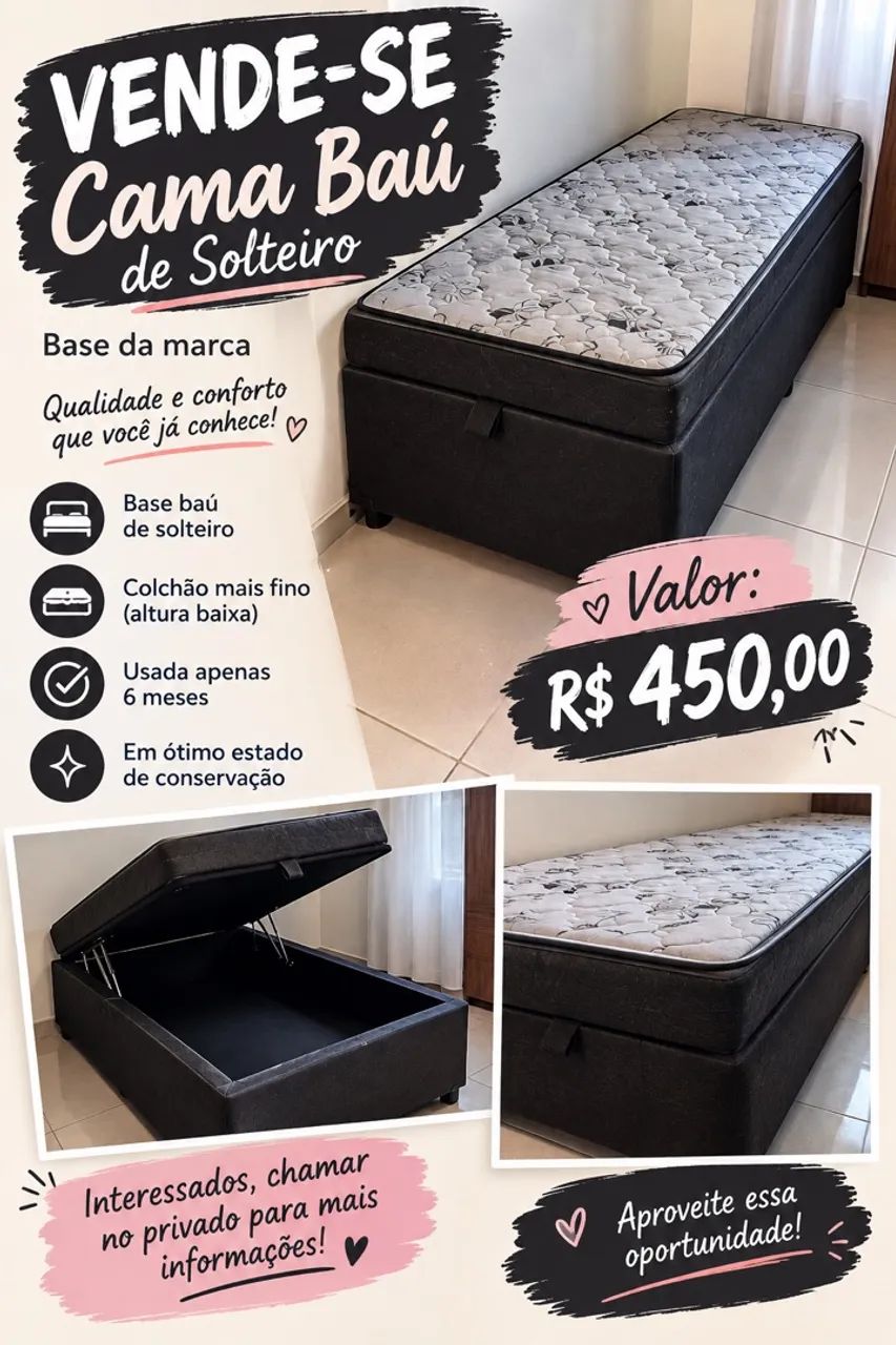 Cama Solteiro Baú 