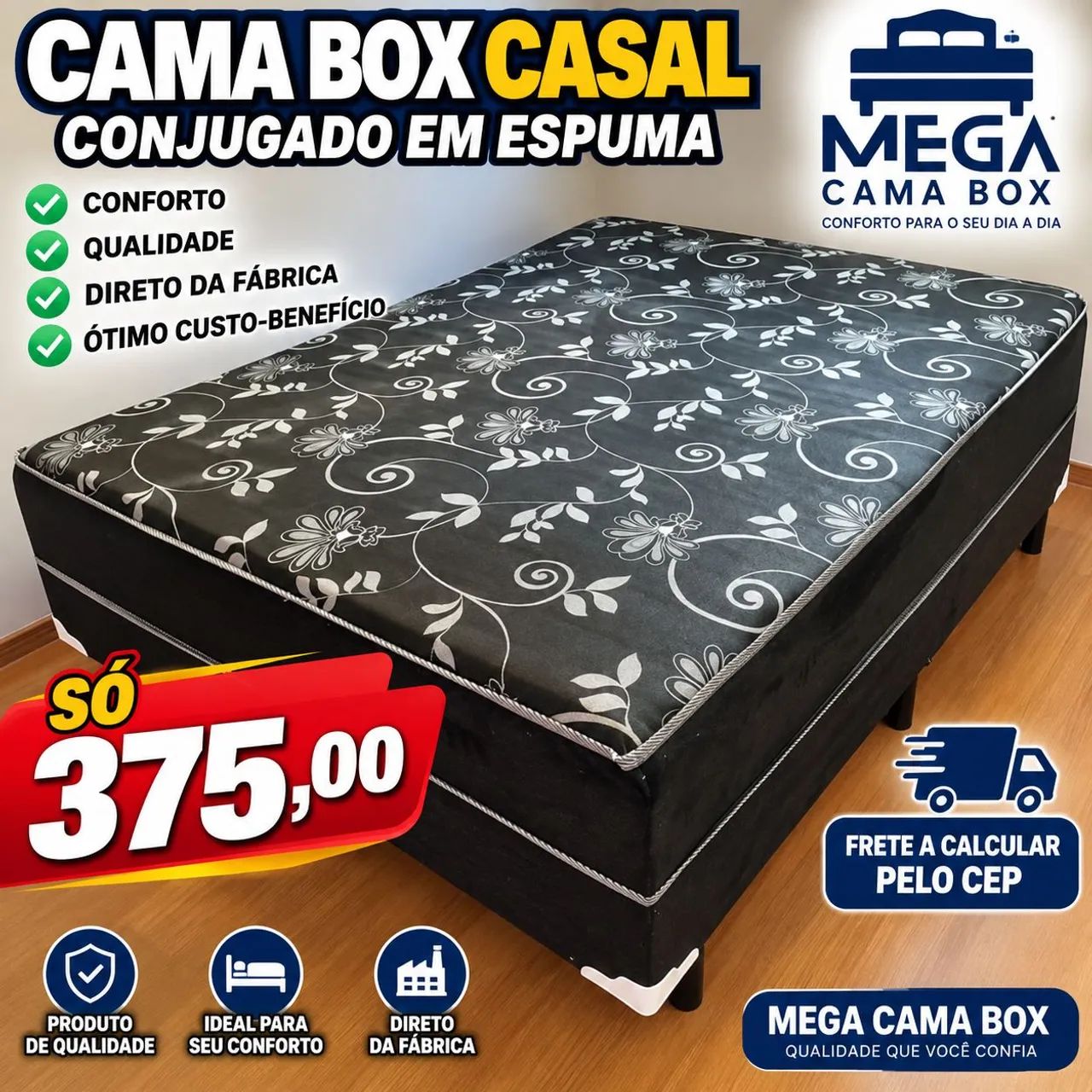 cama box casal conjugado espuma 