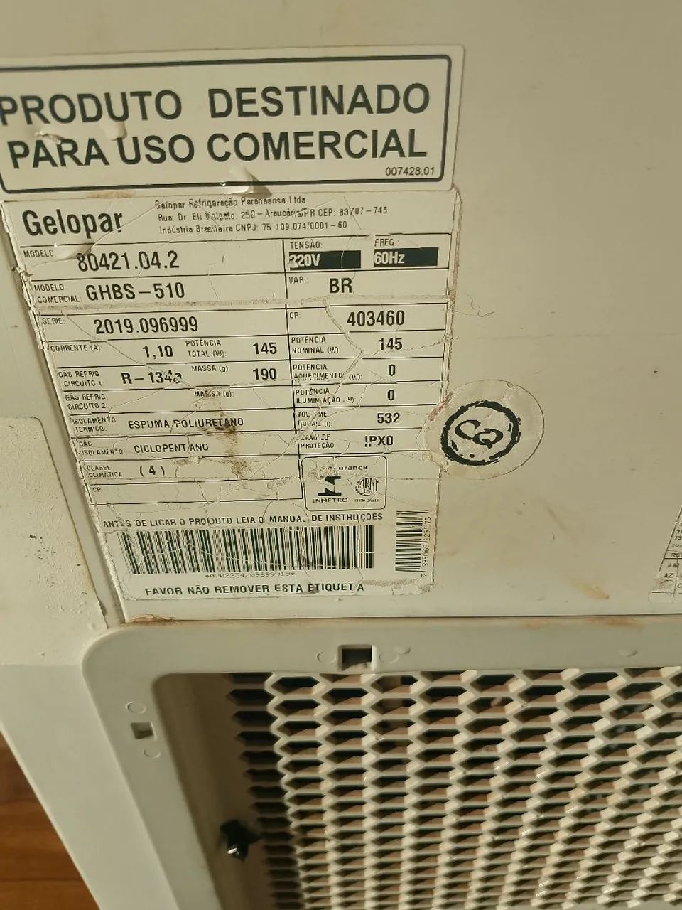 Freezer gelopar 