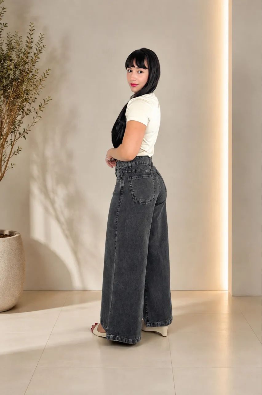 Calça Pantalona Jeans sem Lycra  - Foto 2