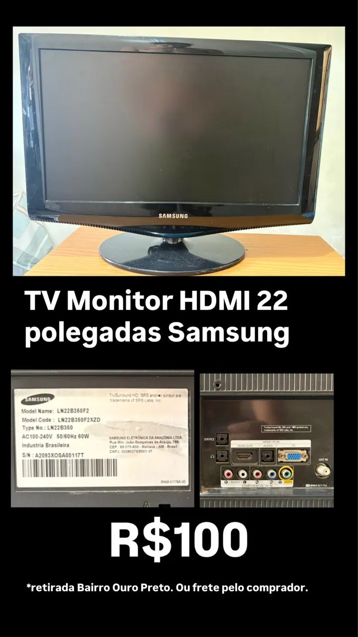 Tv Monitor HDMI 22 Polegadas Samsung 