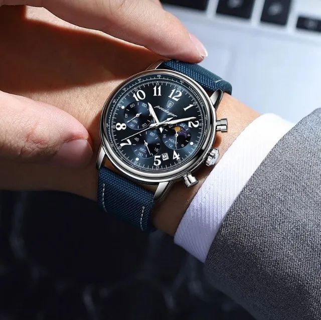 Relógio de pulso Poedagar 808 Silver Blue com pulseira em nylon - Foto 3