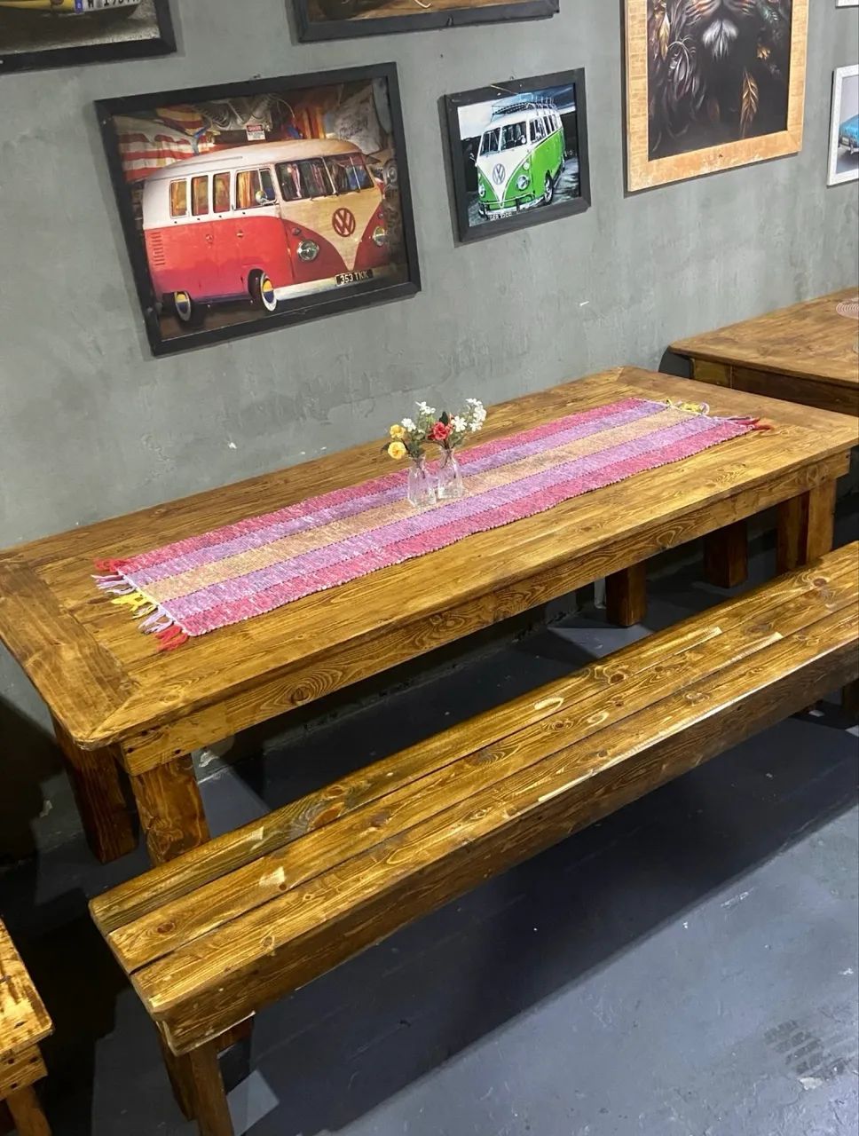Mesa madeira com Bancos  - Foto 2