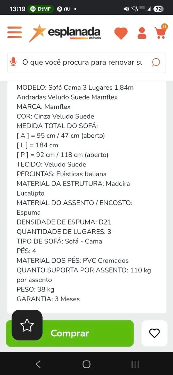 Sofá cama - FRETE GRÁTIS - Foto 3