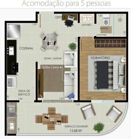 Apartamento Flat no Guarujá, 55m2 , Varanda Grill, Mobiliado a Preço de Custo! - Foto 8