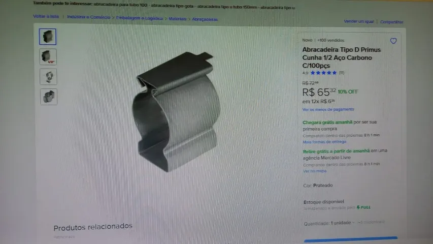 Abraçadeira D Com Cunha 1/2 - 100 Peças Cor Cinza - NOVO NA EMBALAGEM
