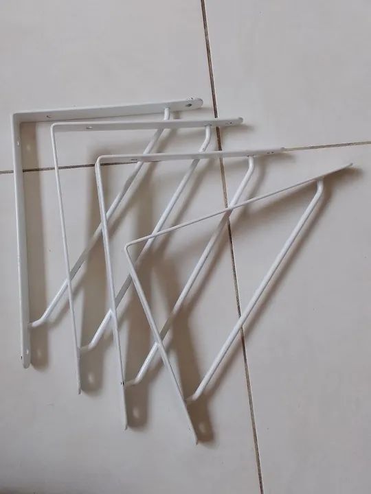 12 Suportes de Mão Francesa de Parede em Metal Branco