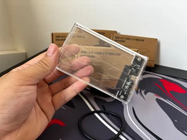 Case para HD/SSD Externo 3.1 USB C para USB Normal Transparente - Nova! - Foto 5