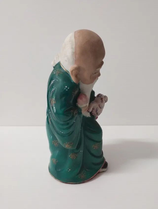 Sábio Chinês, porcelana chinesa verde (Raridade Anos 70) - Foto 5