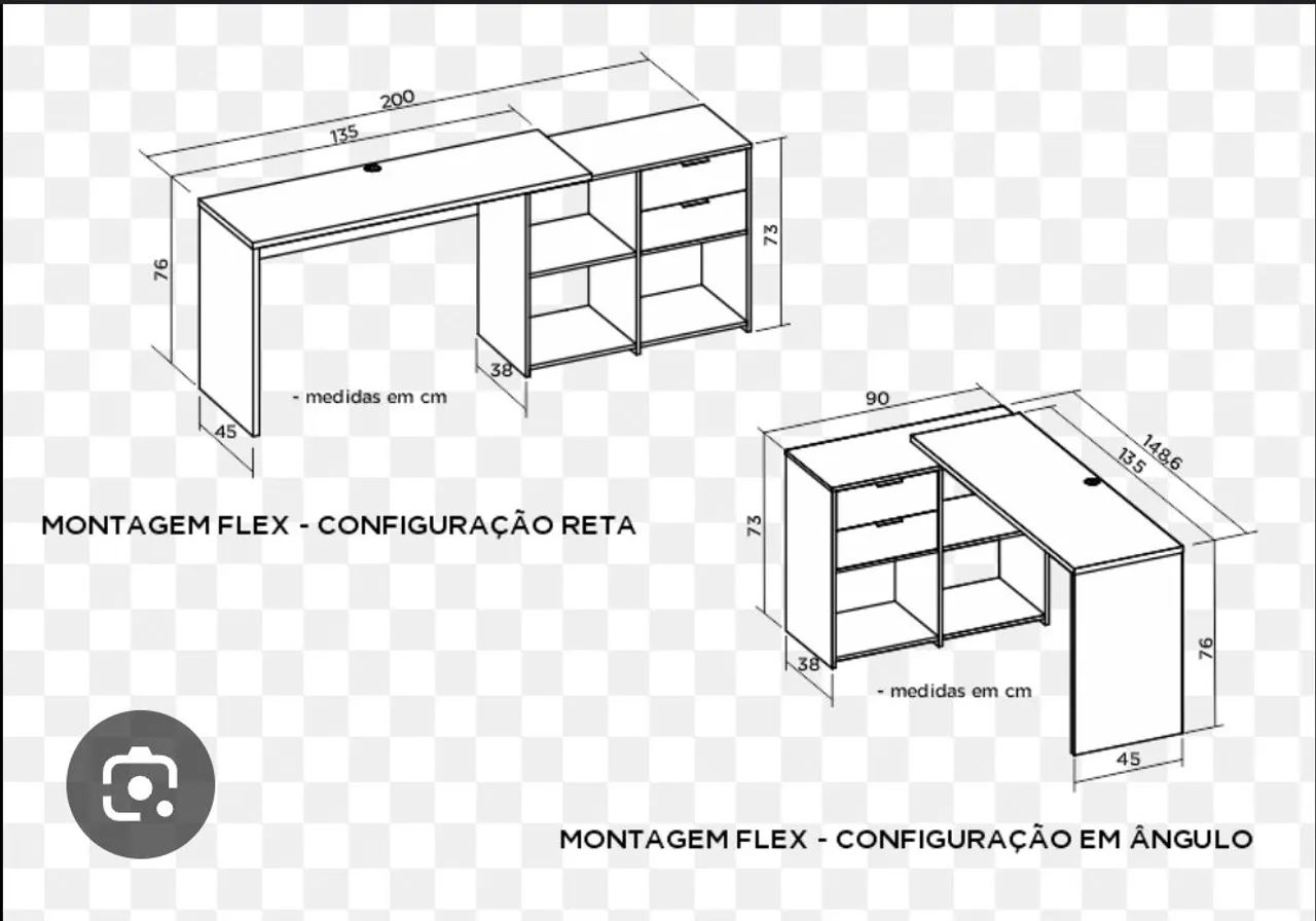 Mesa de escritório 2 posições branca - Foto 2