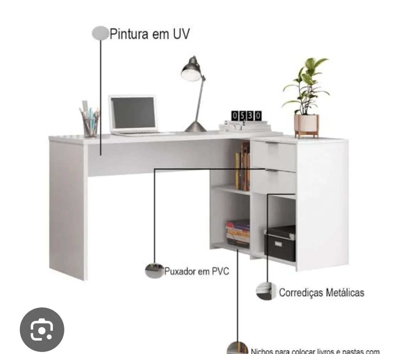 Mesa de escritório 2 posições branca - Foto 3