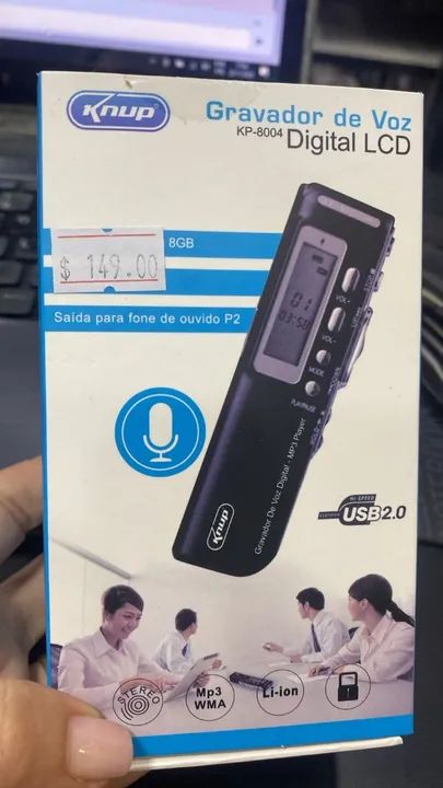 Gravador De Voz Digital 8Gb knup kp 8004  Loja Coimbra Computadores Entregamos