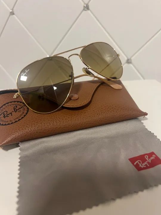 Ray-Ban Aviator Gradient Dourado 58 Original C/ Estojo - R$349 - Foto 3