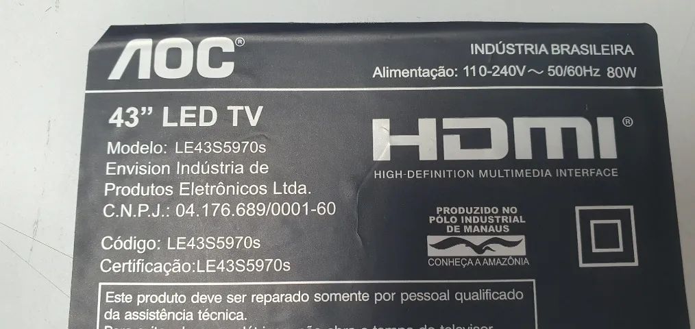 Placa Principal TV AOC LE43S5970S + Tcon (715G 8251-M01-B00-004K) - Foto 2