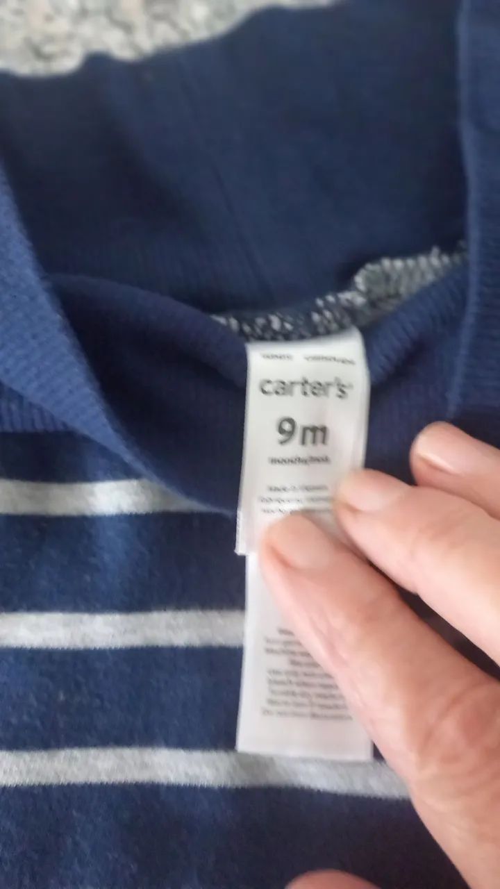 Calça listrada azul e branca para bebê - Foto 3