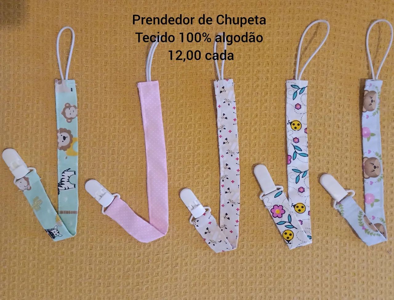 Prendedor de Chupeta 100% Algodão 