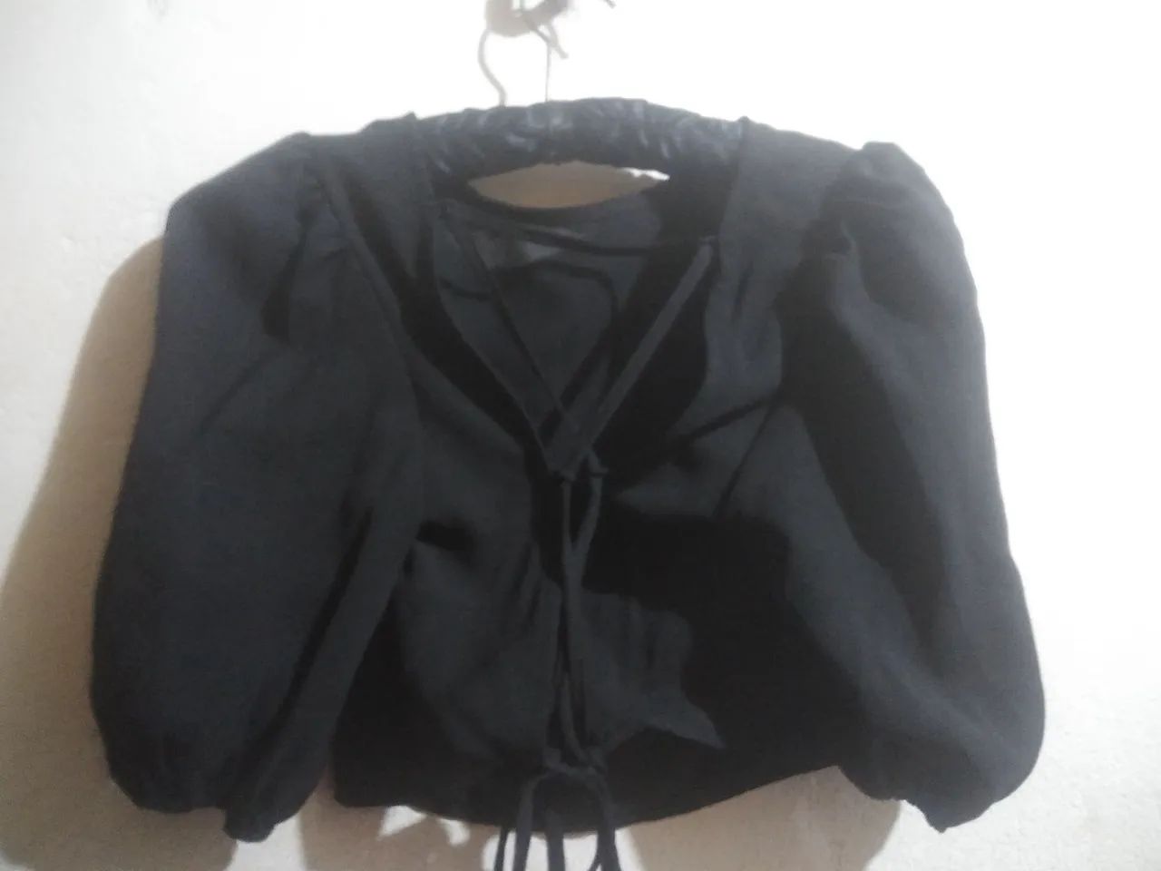 Blusas Cropped Smock jeans e tecido - Foto 4