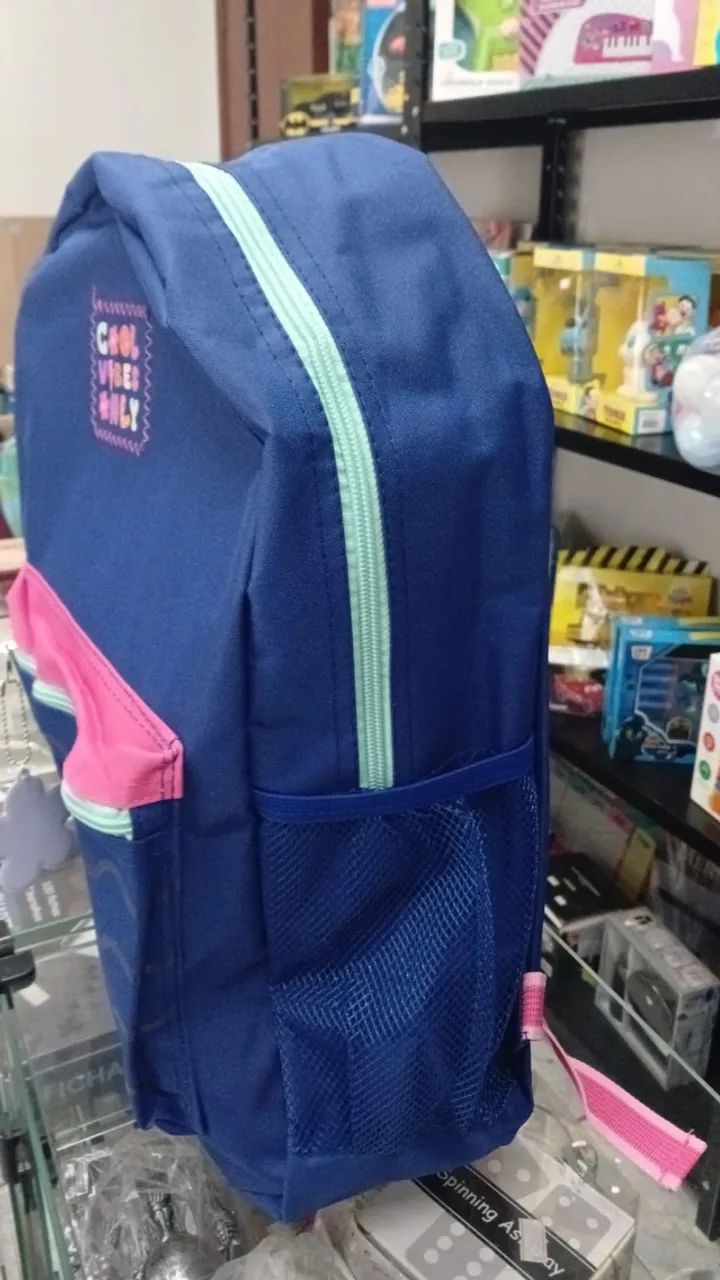 Mochila de Costas em Poliéster Clio Azul e Rosa - Foto 4