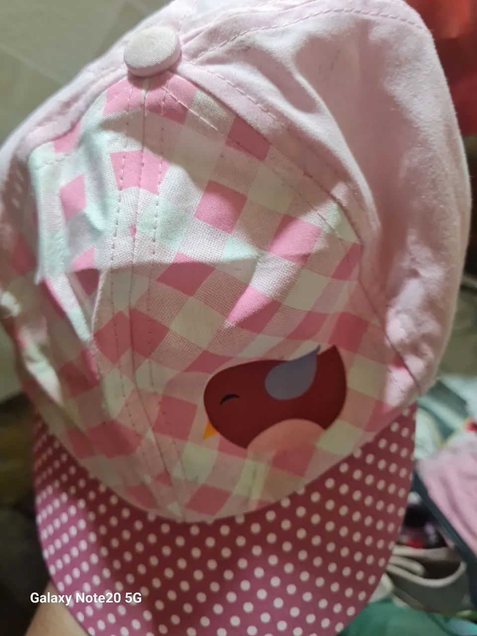 Boné infantil rosa com estampa de pássaro - Foto 3