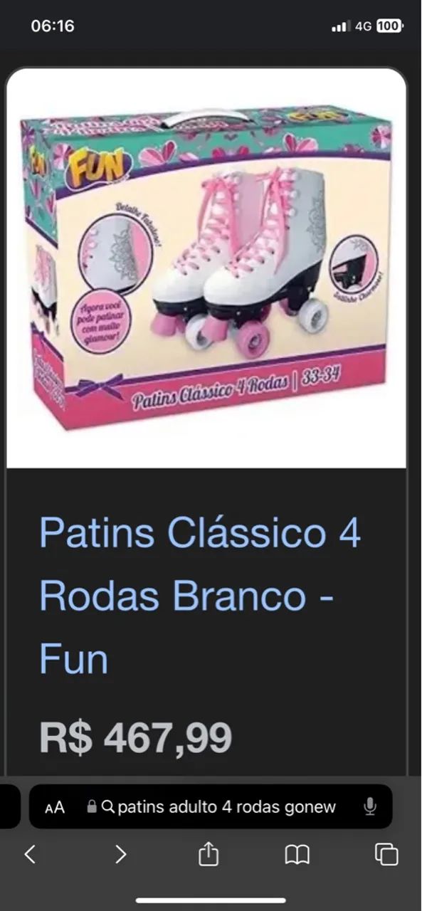 Patins Roller Branco com Detalhes Florais - Foto 2