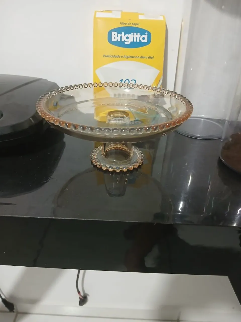 Prato de vidro para bolo ou doces