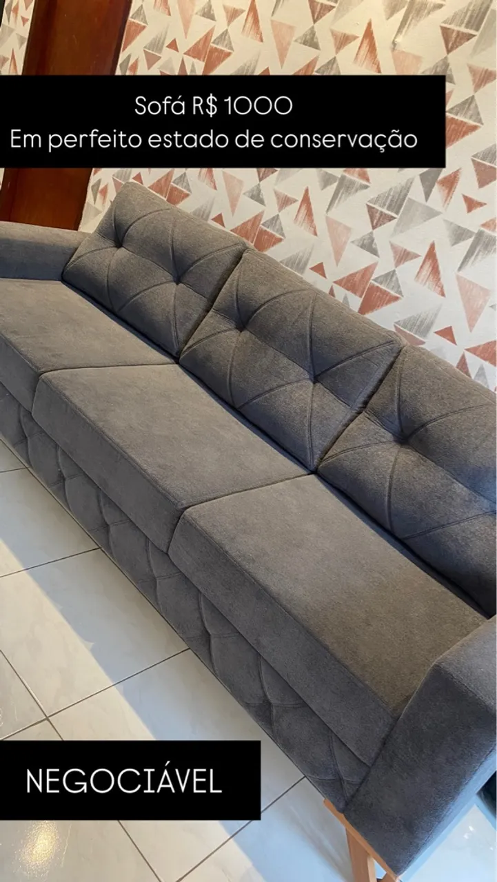 Sofá Cinza em Perfeito Estado - R$ 1000