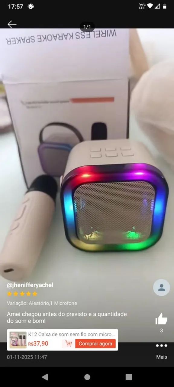 Caixa de som karaoke K12 RGB 