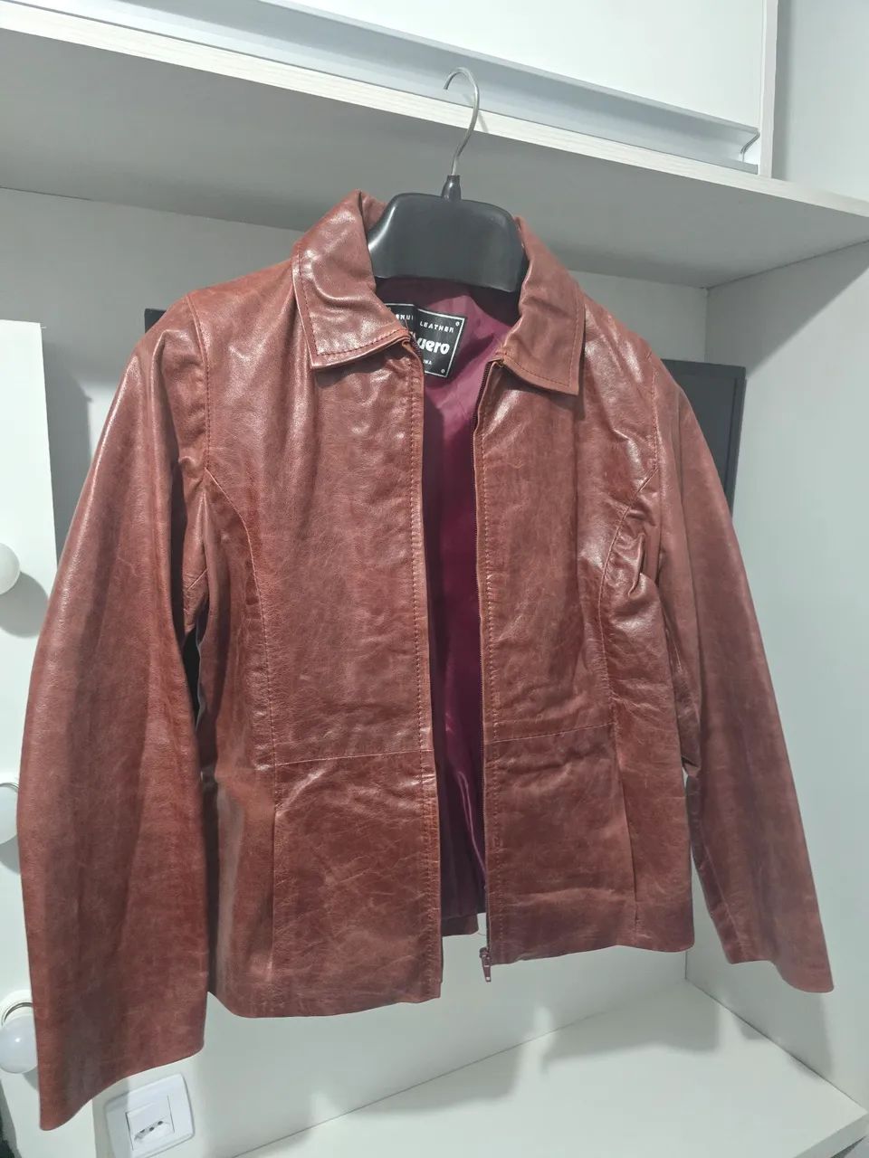 Jaqueta em couro feminino, P