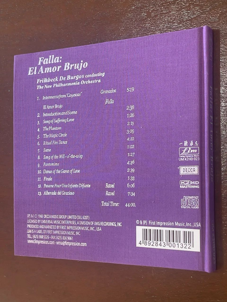 CD Manuel de Falla El Amor Brujo Decca K2HD Mastered Raro - Foto 2